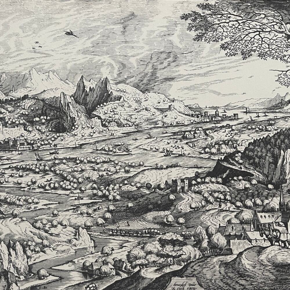 Bruegel, Rustic Solicitude, Landscape, Engraving, Bookplate, Art, ~ 241229-WH 70